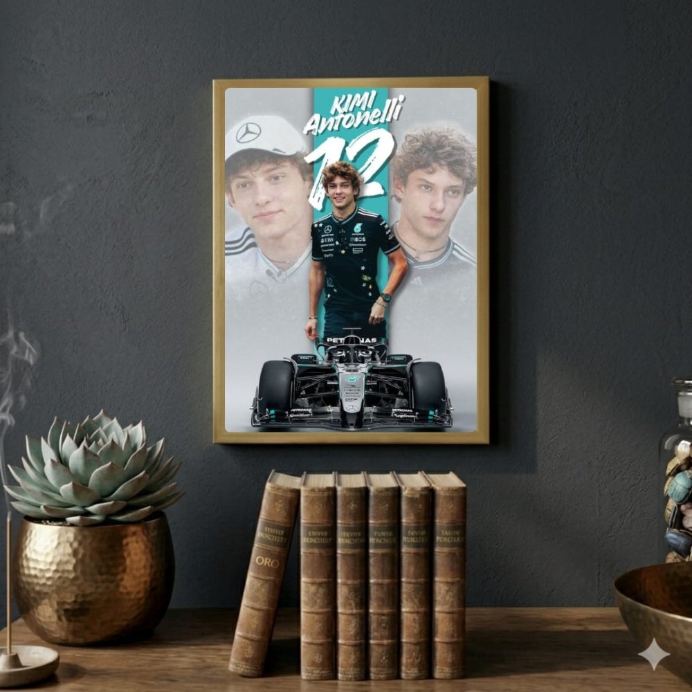 kimi antonelli mercedes f1 - Vibes Districtkimi antonelli mercedes f1 poster GoldVibes District