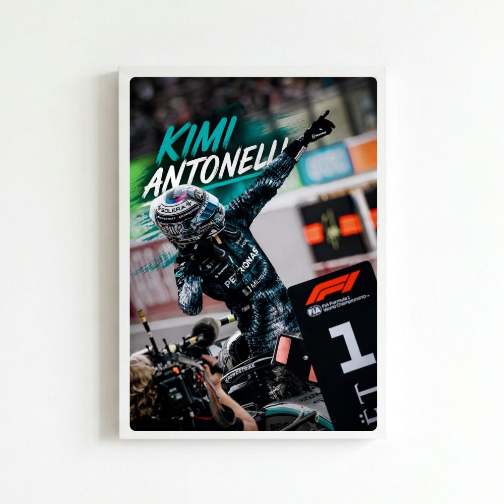 kimi antonelli mercedes f1 - Vibes Districtkimi antonelli mercedes f1 poster BiancoVibes District