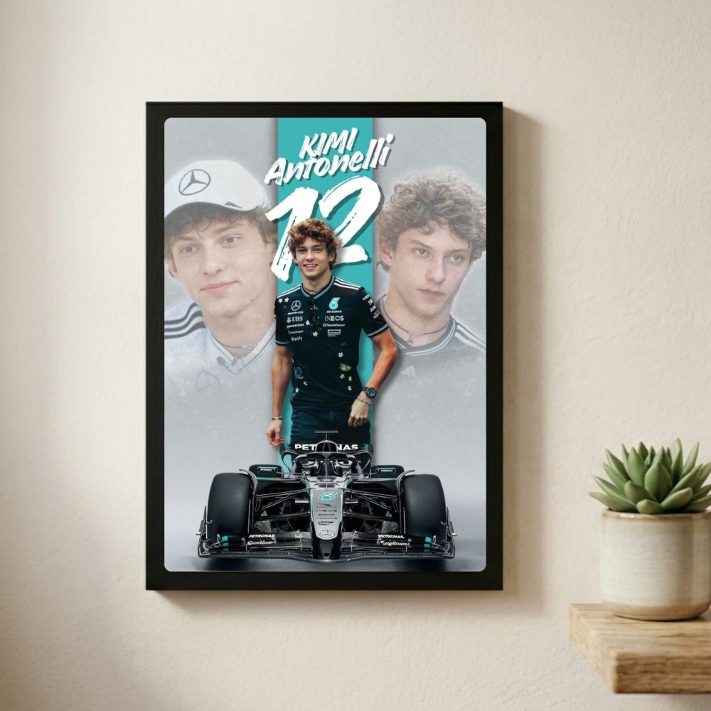kimi antonelli mercedes f1 - Vibes Districtkimi antonelli mercedes f1 poster GoldVibes District