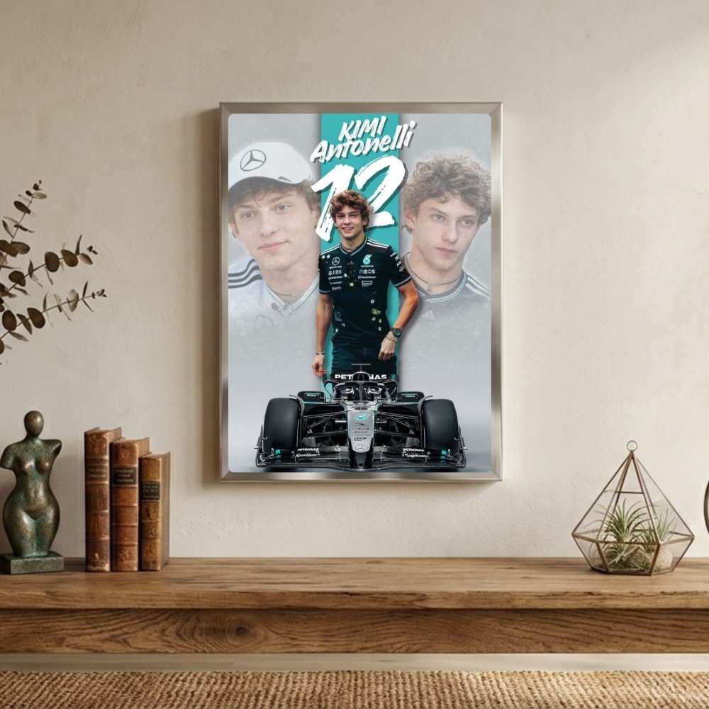 kimi antonelli mercedes f1 - Vibes Districtkimi antonelli mercedes f1 poster GoldVibes District