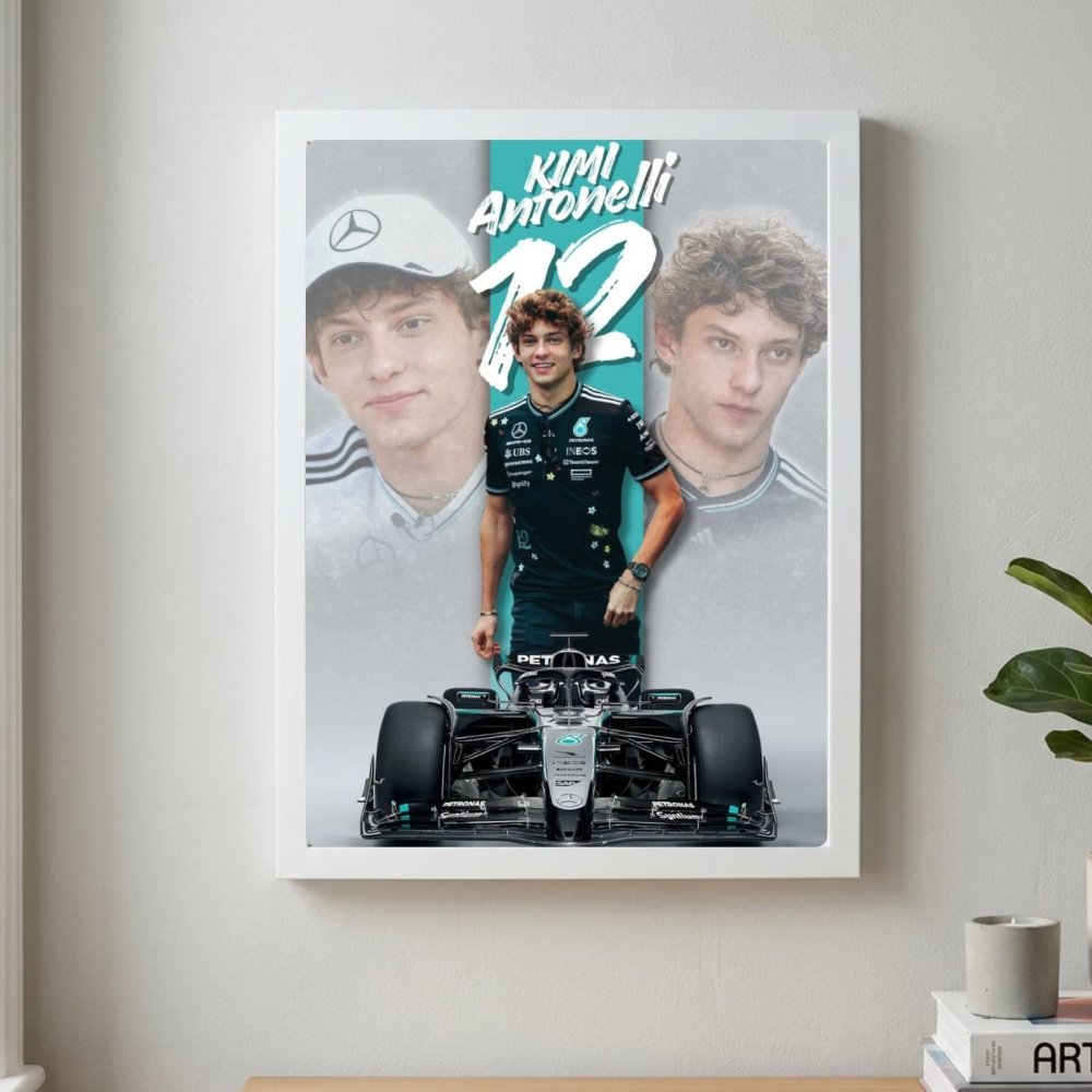 kimi antonelli mercedes f1 - Vibes Districtkimi antonelli mercedes f1 poster GoldVibes District