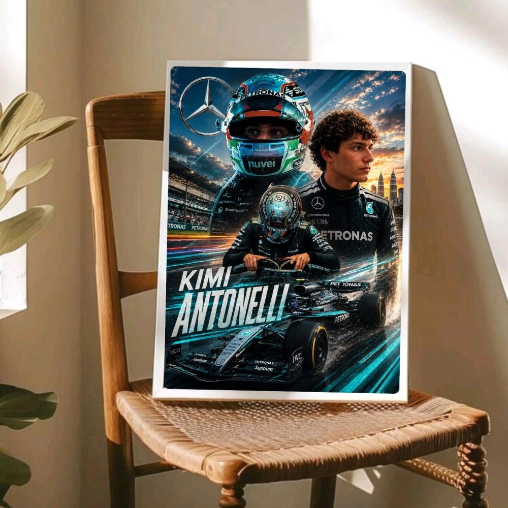 kimi antonelli mercedes f1 - Vibes Districtkimi antonelli mercedes f1 poster BiancoVibes District