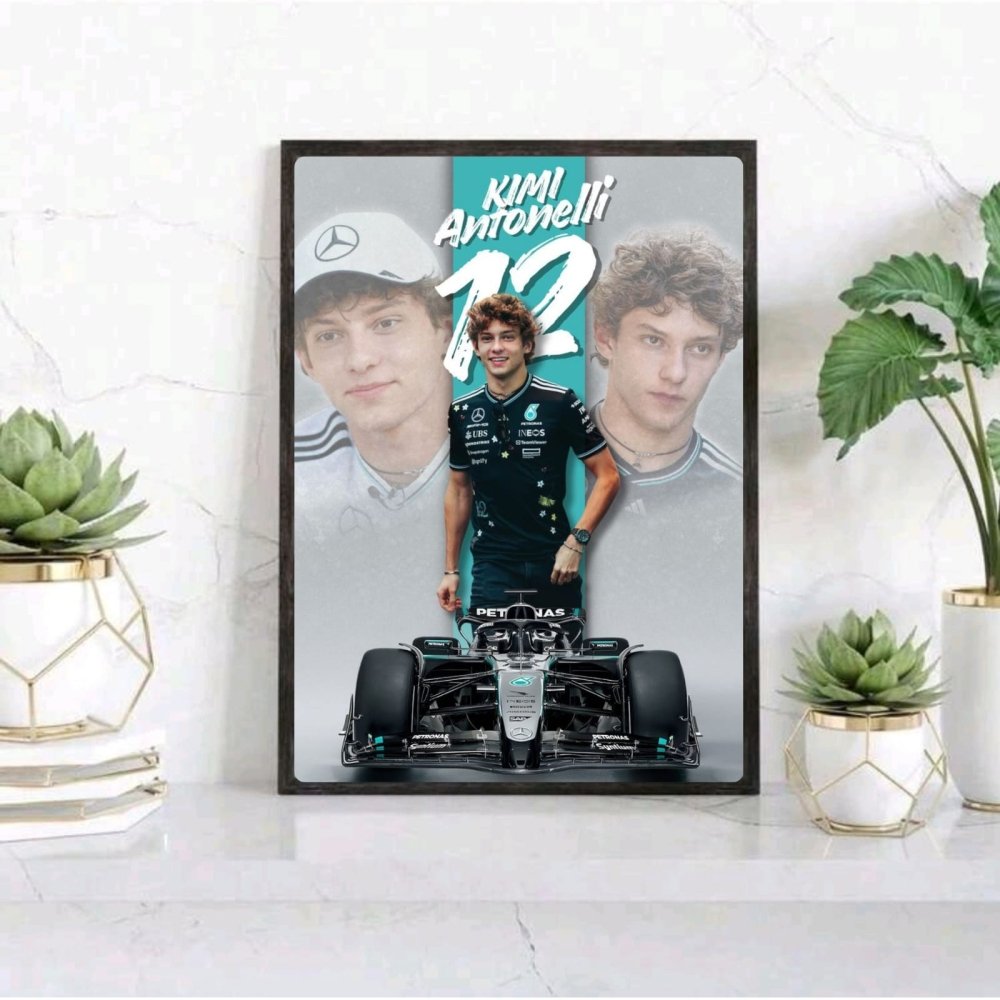 kimi antonelli mercedes f1 - Vibes Districtkimi antonelli mercedes f1 poster GoldVibes District