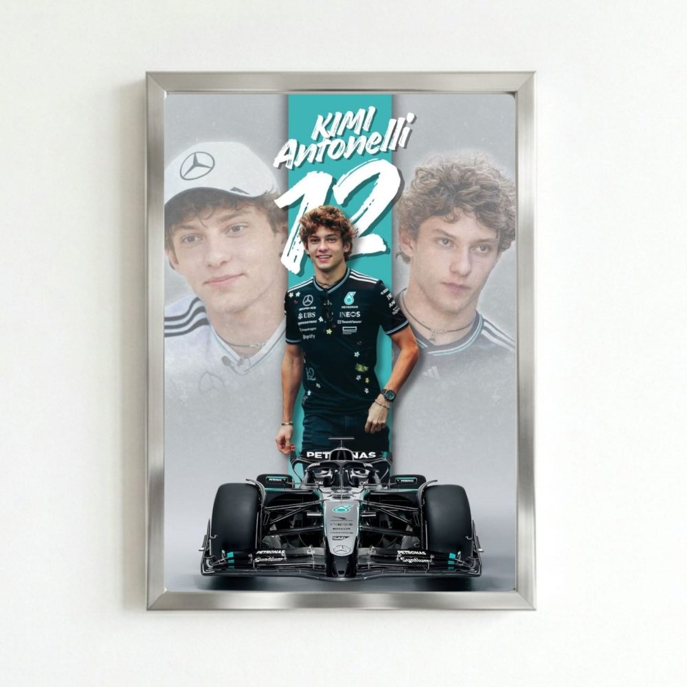 kimi antonelli mercedes f1 - Vibes Districtkimi antonelli mercedes f1 poster SilverVibes District