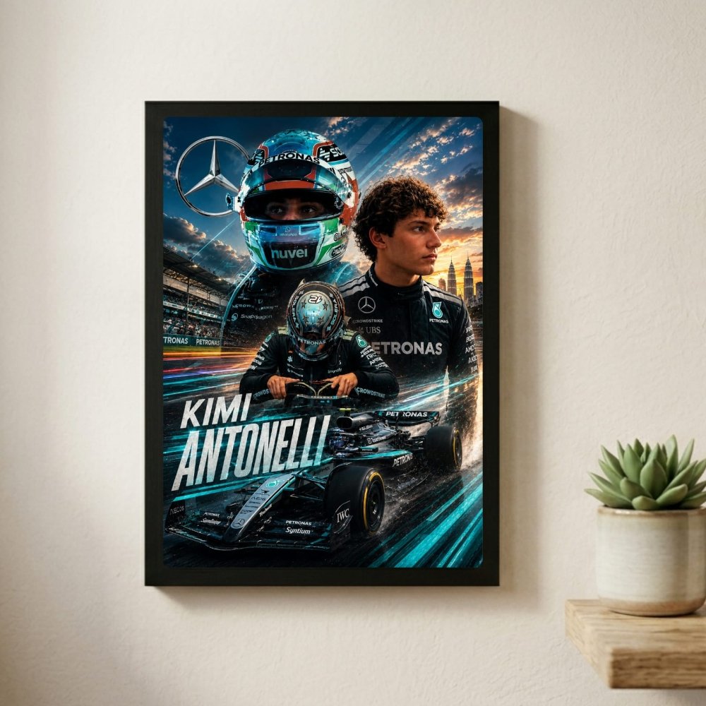 kimi antonelli mercedes f1 - Vibes Districtkimi antonelli mercedes f1 poster BiancoVibes District