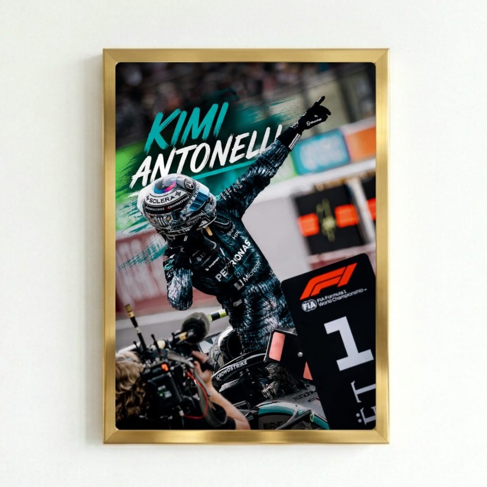 kimi antonelli mercedes f1 - Vibes Districtkimi antonelli mercedes f1 poster GoldVibes District