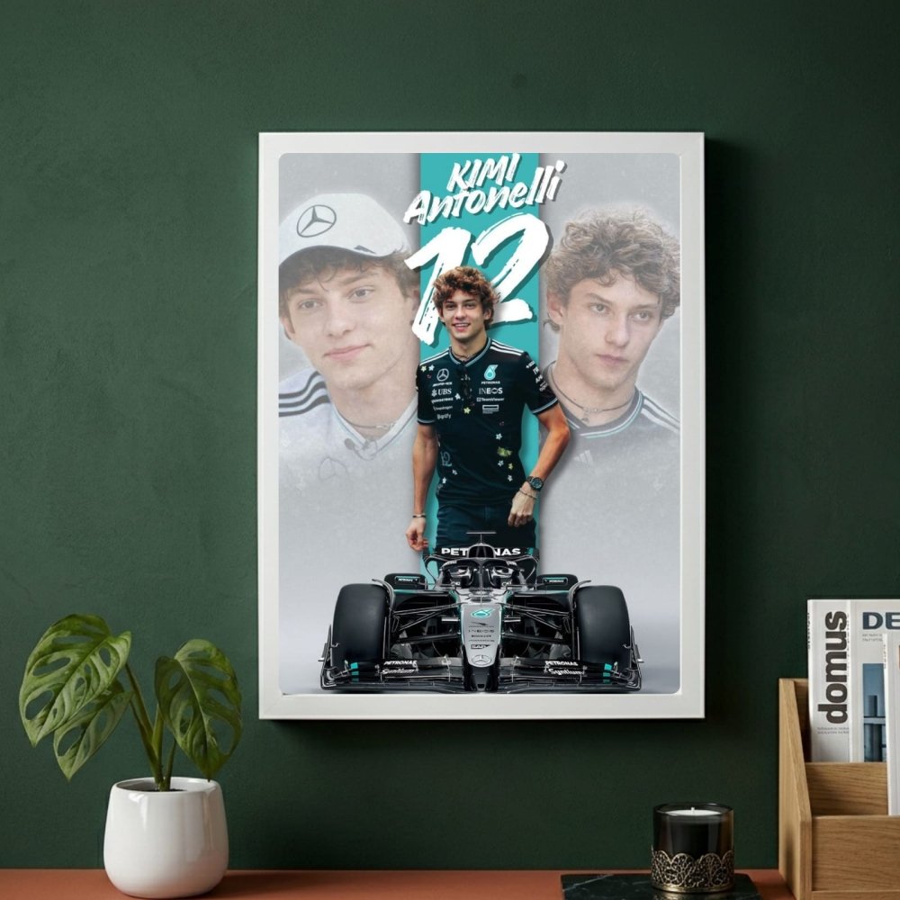 kimi antonelli mercedes f1 - Vibes Districtkimi antonelli mercedes f1 poster GoldVibes District