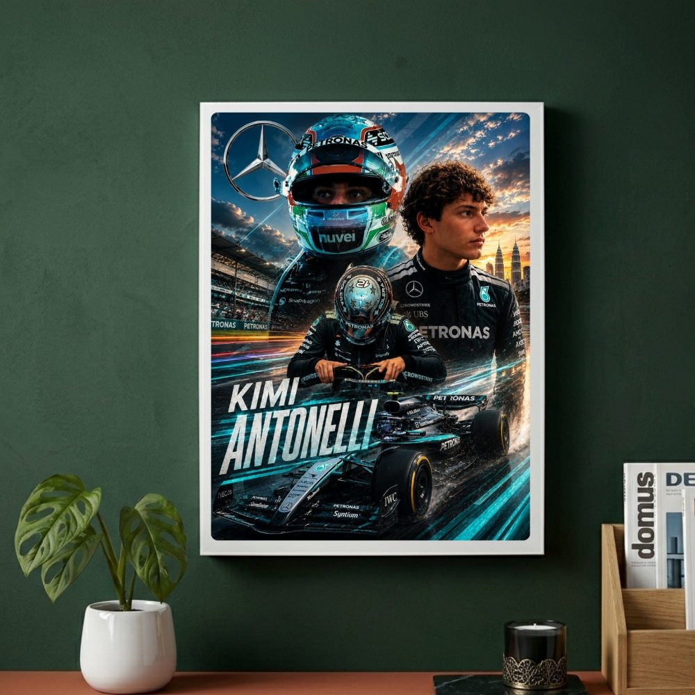 kimi antonelli mercedes f1 - Vibes Districtkimi antonelli mercedes f1 poster BiancoVibes District