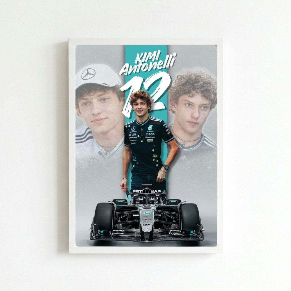 kimi antonelli mercedes f1 - Vibes Districtkimi antonelli mercedes f1 poster BiancoVibes District