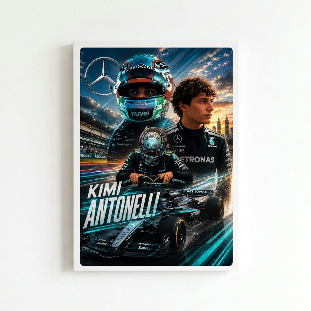 kimi antonelli mercedes f1 - Vibes Districtkimi antonelli mercedes f1 poster BiancoVibes District