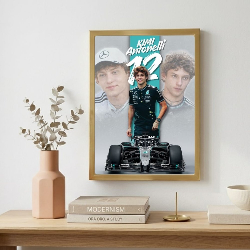 kimi antonelli mercedes f1 - Vibes Districtkimi antonelli mercedes f1 poster GoldVibes District