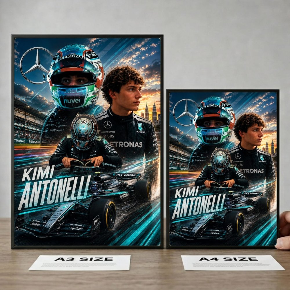 kimi antonelli mercedes f1 - Vibes Districtkimi antonelli mercedes f1 poster BiancoVibes District