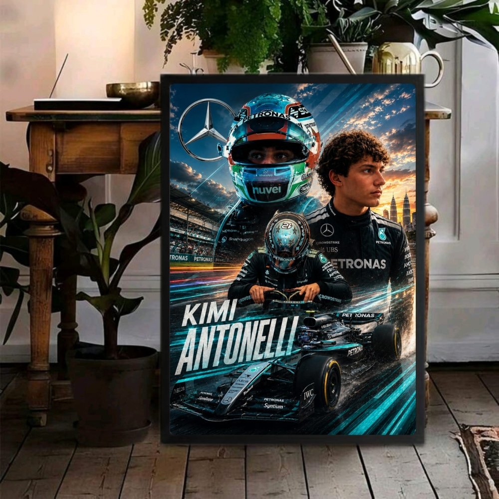 kimi antonelli mercedes f1 - Vibes Districtkimi antonelli mercedes f1 poster BiancoVibes District