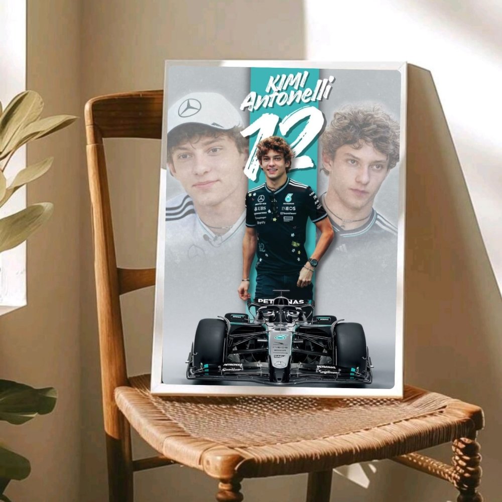 kimi antonelli mercedes f1 - Vibes Districtkimi antonelli mercedes f1 poster GoldVibes District
