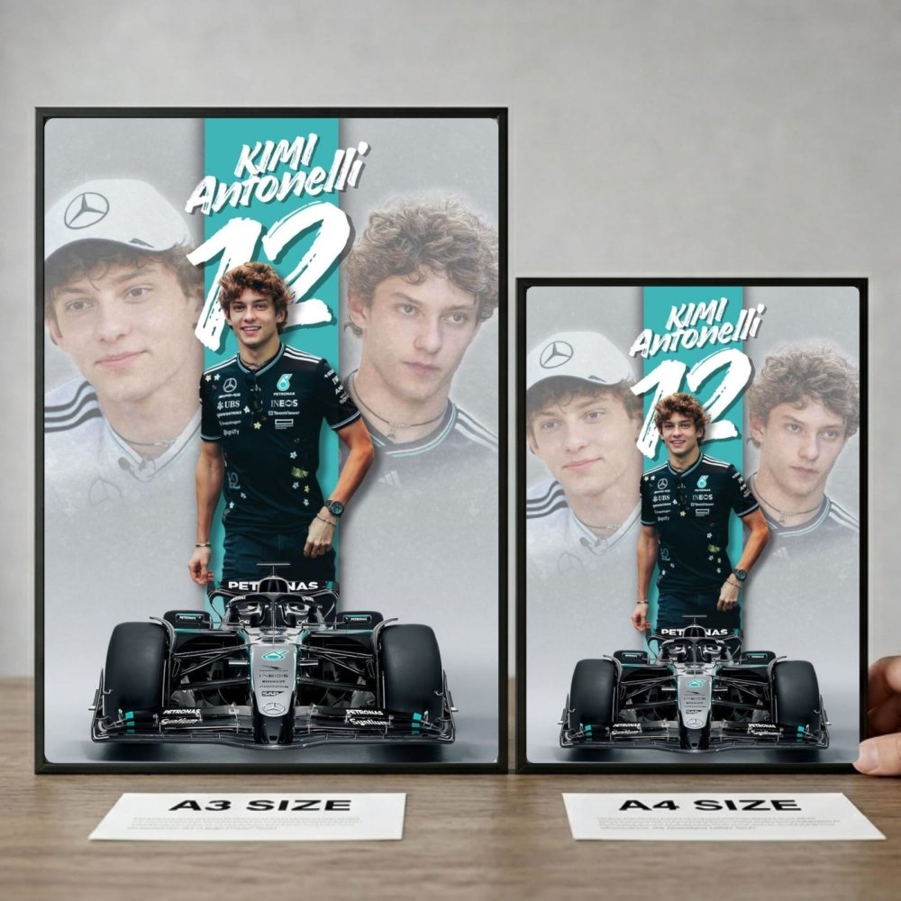 kimi antonelli mercedes f1 - Vibes Districtkimi antonelli mercedes f1 poster GoldVibes District