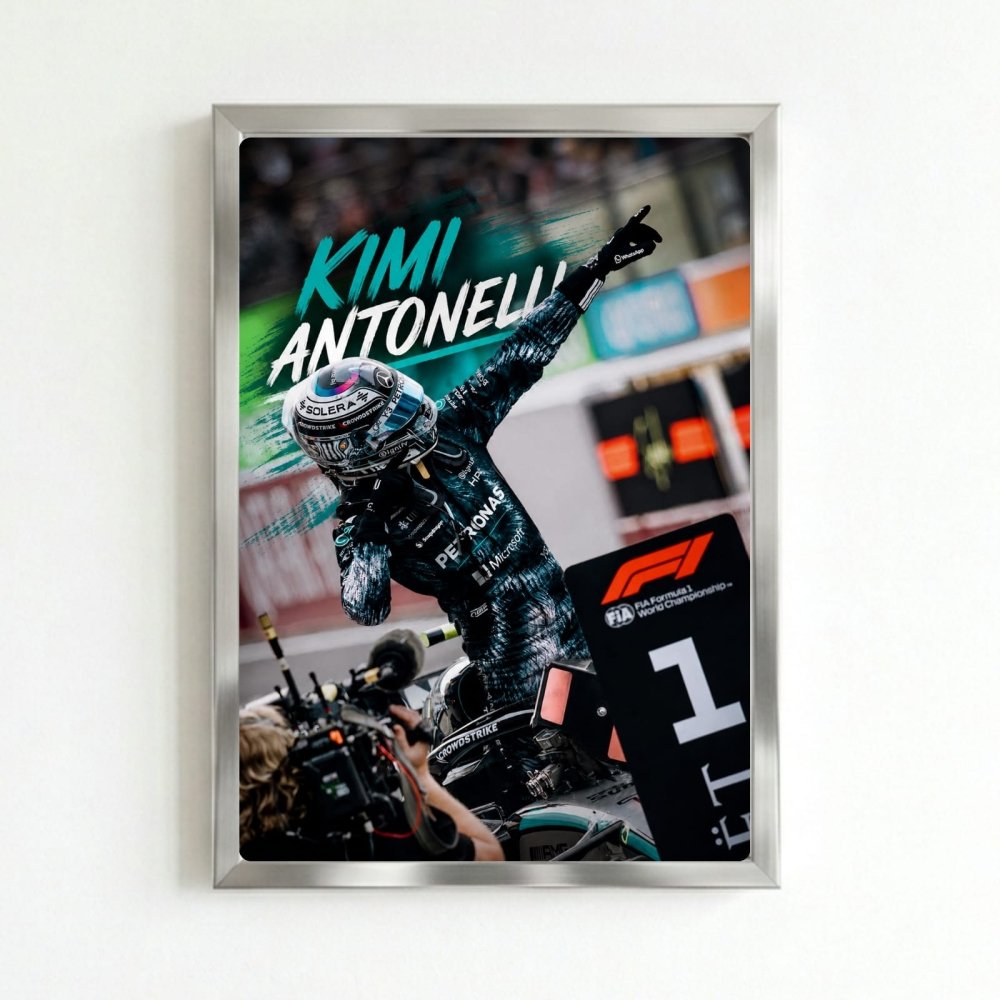 kimi antonelli mercedes f1 - Vibes Districtkimi antonelli mercedes f1 poster SilverVibes District