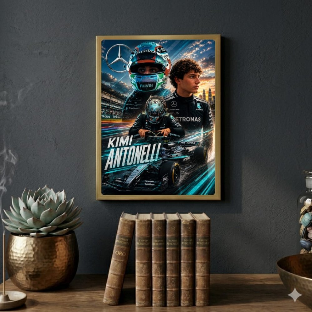 kimi antonelli mercedes f1 - Vibes Districtkimi antonelli mercedes f1 poster BiancoVibes District
