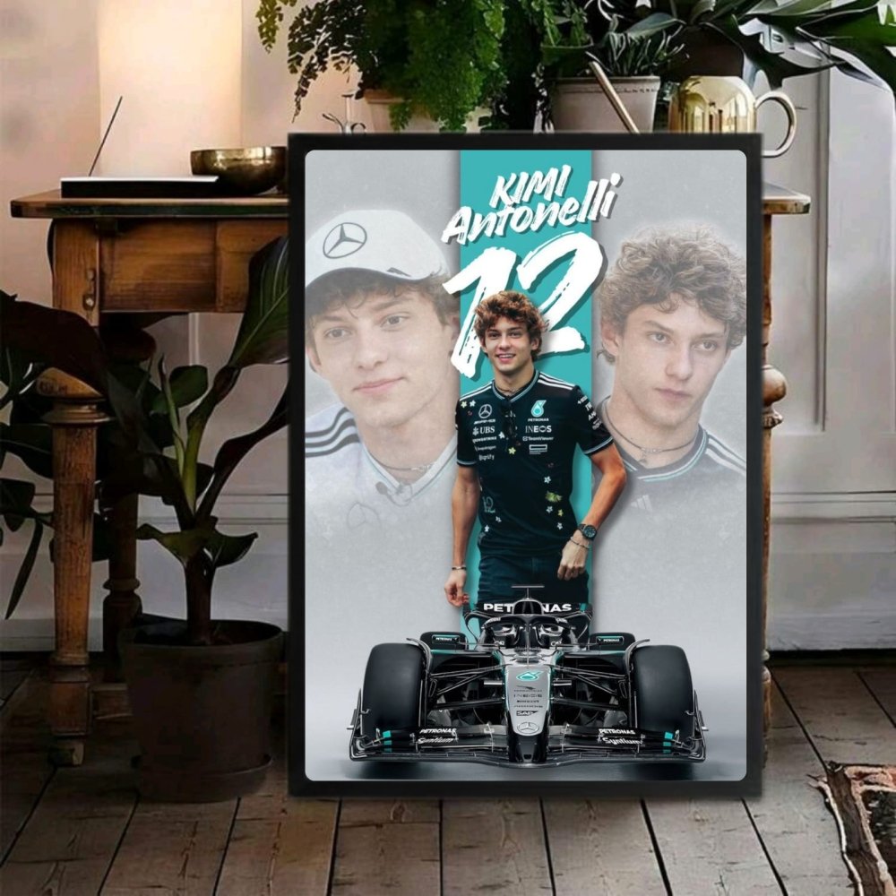 kimi antonelli mercedes f1 - Vibes Districtkimi antonelli mercedes f1 poster GoldVibes District
