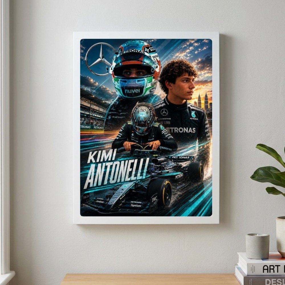kimi antonelli mercedes f1 - Vibes Districtkimi antonelli mercedes f1 poster BiancoVibes District