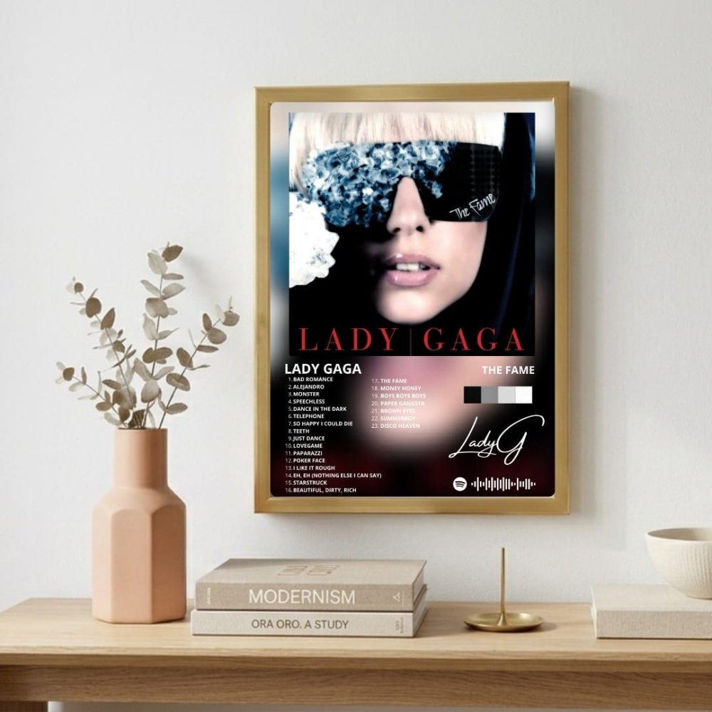 Lady Gaga - The Fame Poster with Frame - Vibes DistrictLady Gaga - The Fame Poster with Frame poster GoldVibes District