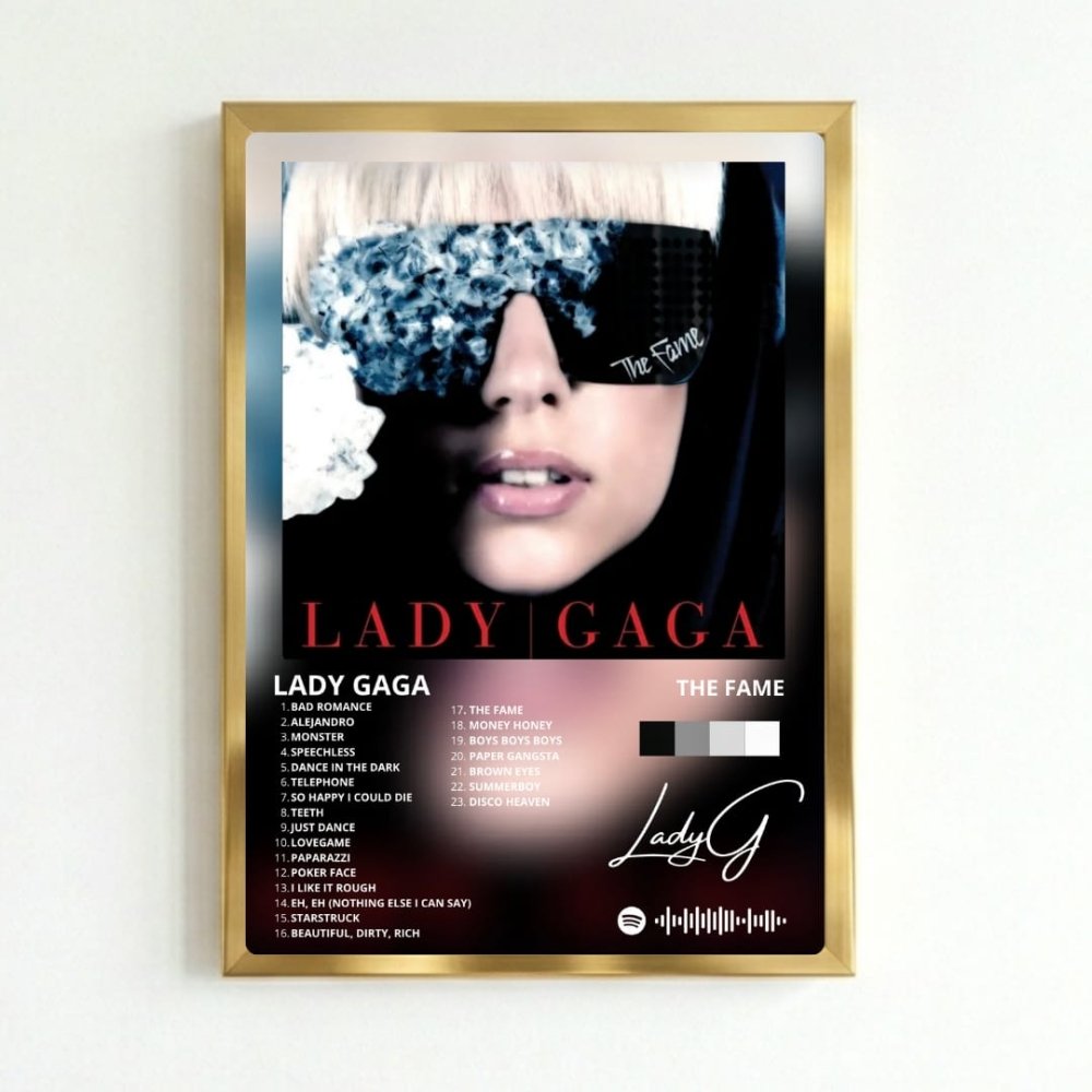 Lady Gaga - The Fame Poster with Frame - Vibes DistrictLady Gaga - The Fame Poster with Frame poster GoldVibes District