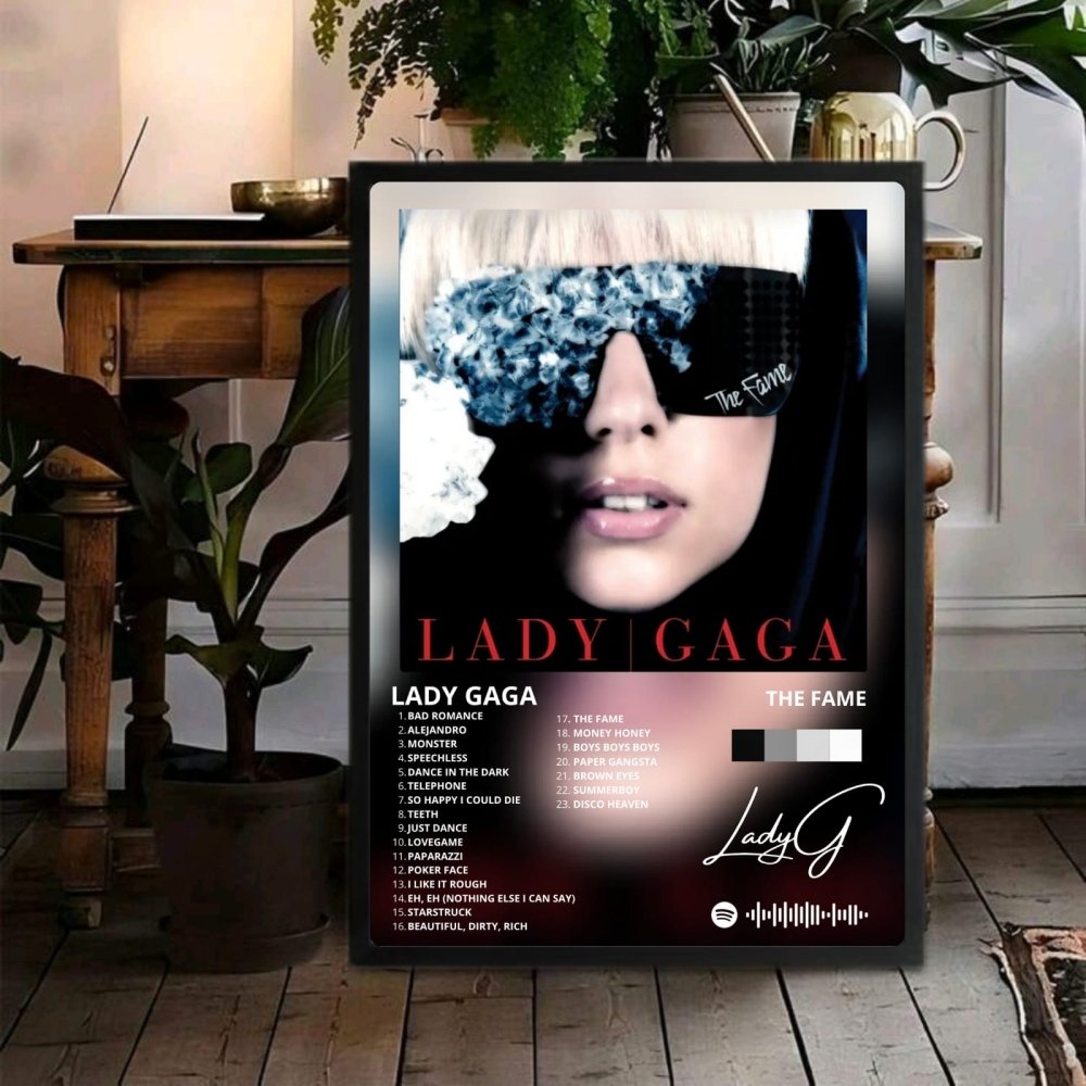 Lady Gaga - The Fame Poster with Frame - Vibes DistrictLady Gaga - The Fame Poster with Frame poster GoldVibes District