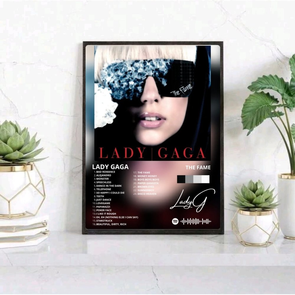 Lady Gaga - The Fame Poster with Frame - Vibes DistrictLady Gaga - The Fame Poster with Frame poster GoldVibes District