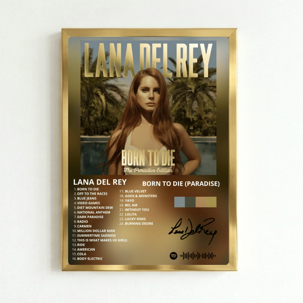 Lana Del Rey - Born To Die Poster with Frame - Vibes DistrictLana Del Rey - Born To Die Poster with Frame poster GoldVibes District