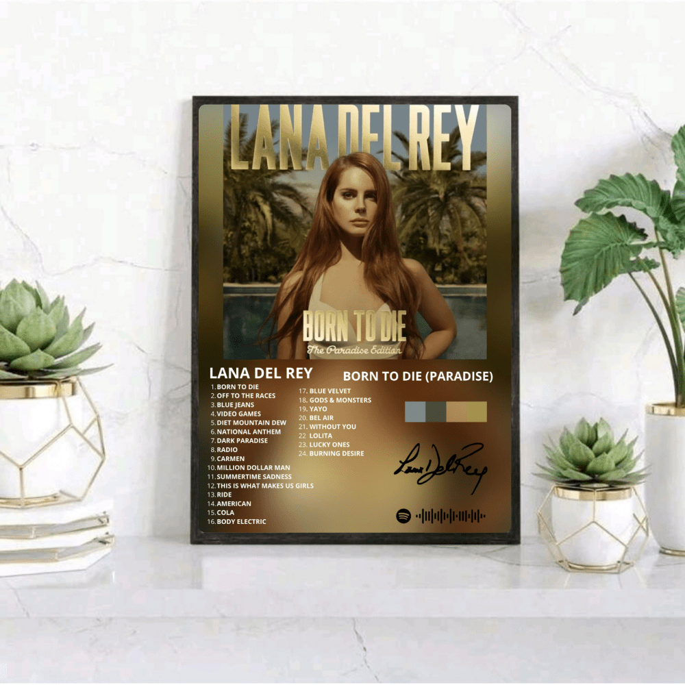 Lana Del Rey - Born To Die Poster with Frame - Vibes DistrictLana Del Rey - Born To Die Poster with Frame poster GoldVibes District