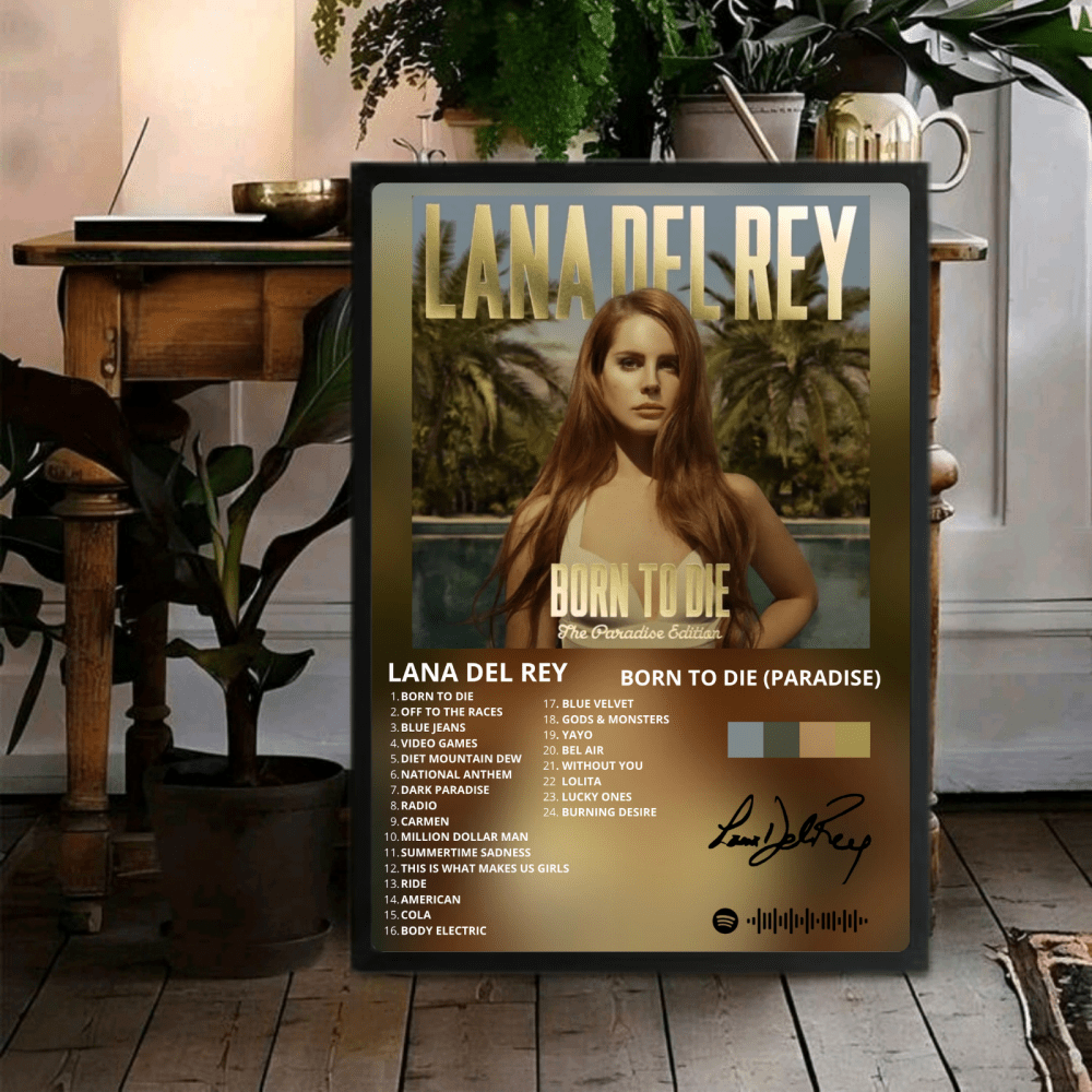 Lana Del Rey - Born To Die Poster with Frame - Vibes DistrictLana Del Rey - Born To Die Poster with Frame poster GoldVibes District