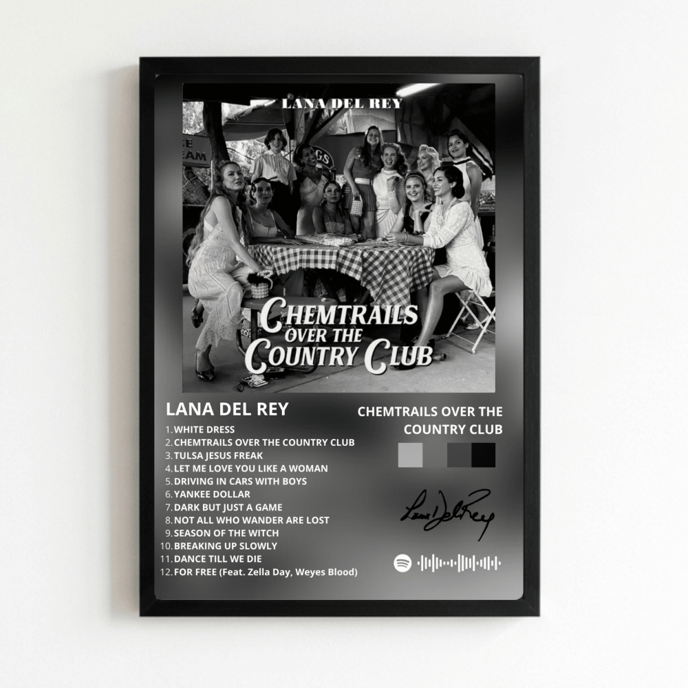 Lana Del Rey - Chemtrails Over The Country Club Poster with Frame - Vibes DistrictLana Del Rey - Chemtrails Over The Country Club Poster with Frame poster NeroVibes District