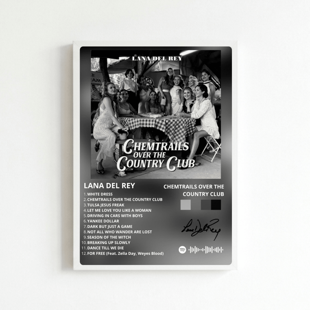Lana Del Rey - Chemtrails Over The Country Club Poster with Frame - Vibes DistrictLana Del Rey - Chemtrails Over The Country Club Poster with Frame poster NeroVibes District