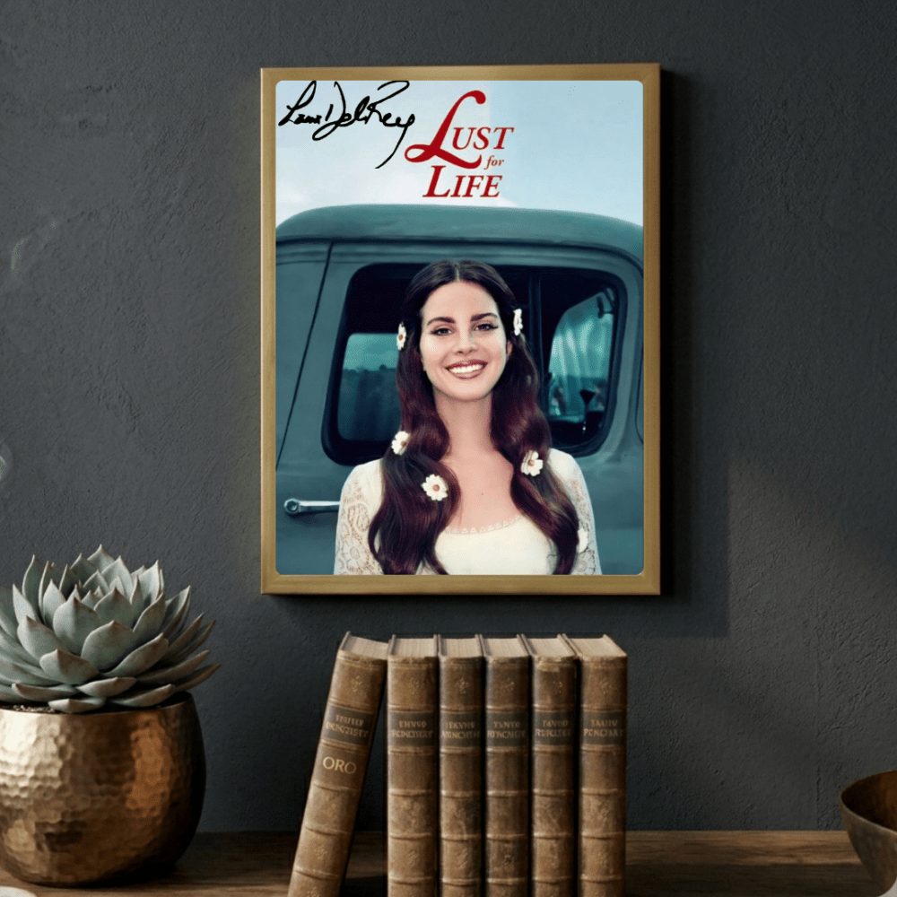Lana Del Rey - Lust For Life Poster with Frame - Vibes DistrictLana Del Rey - Lust For Life Poster with Frame poster GoldVibes District