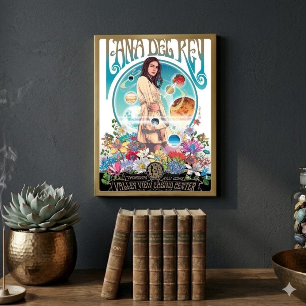 Lana Del Rey Poster with Frame - Vibes DistrictLana Del Rey Poster with Frame poster GoldVibes District
