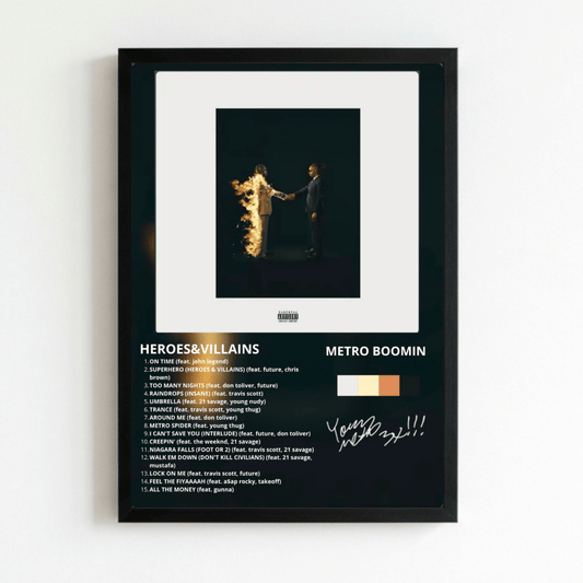 Metro Boomin & Future - Heroes & Villains Poster with Frame - Vibes DistrictMetro Boomin & Future - Heroes & Villains Poster with Frame NeroVibes District
