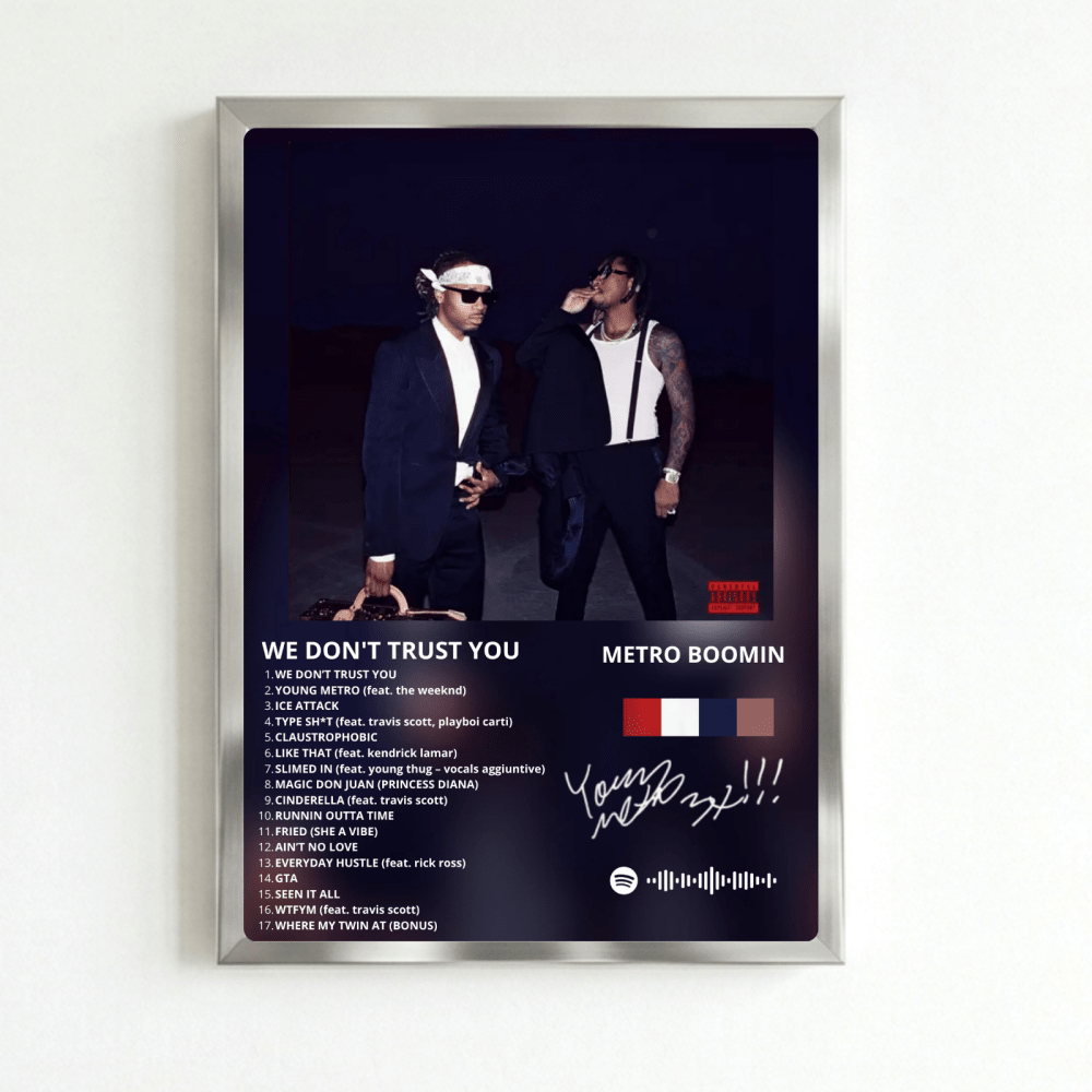 Metro Boomin & Future - We Don't Trust You Poster with Frame - Vibes DistrictMetro Boomin & Future - We Don't Trust You Poster with Frame SilverVibes District