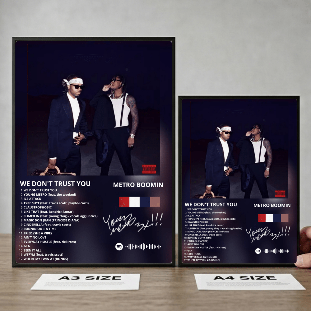 Metro Boomin & Future - We Don't Trust You Poster with Frame - Vibes DistrictMetro Boomin & Future - We Don't Trust You Poster with Frame GoldVibes District