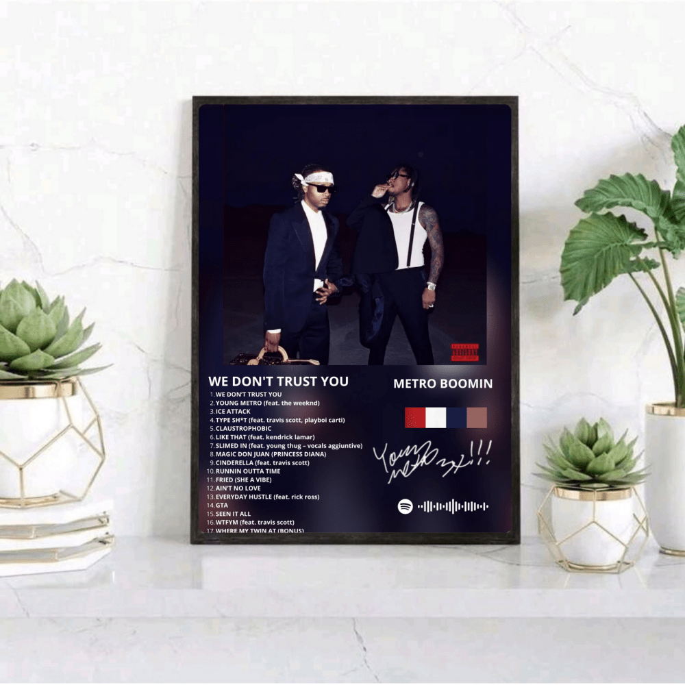 Metro Boomin & Future - We Don't Trust You Poster with Frame - Vibes DistrictMetro Boomin & Future - We Don't Trust You Poster with Frame GoldVibes District