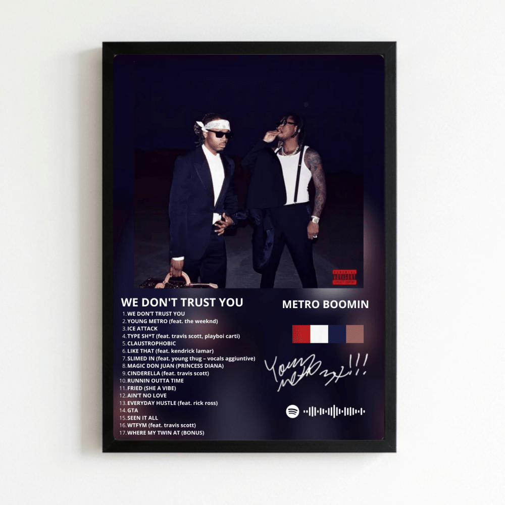 Metro Boomin & Future - We Don't Trust You Poster with Frame - Vibes DistrictMetro Boomin & Future - We Don't Trust You Poster with Frame NeroVibes District