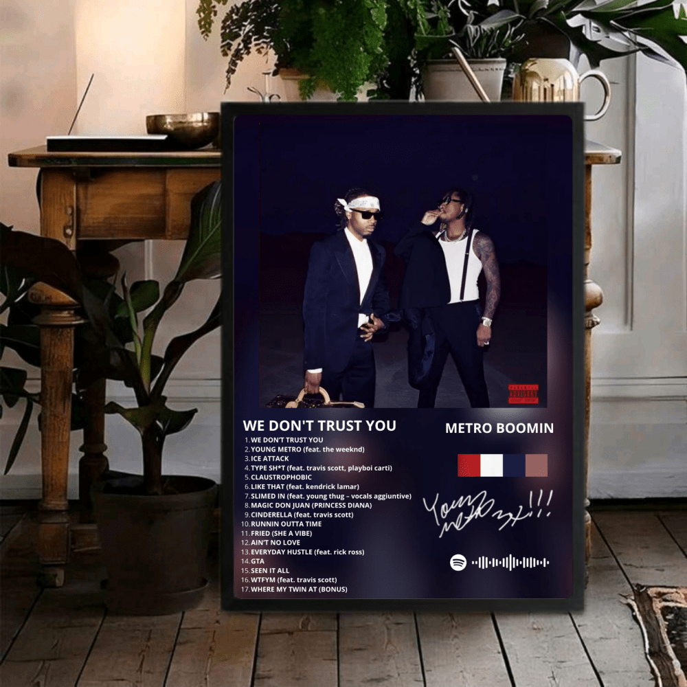 Metro Boomin & Future - We Don't Trust You Poster with Frame - Vibes DistrictMetro Boomin & Future - We Don't Trust You Poster with Frame GoldVibes District