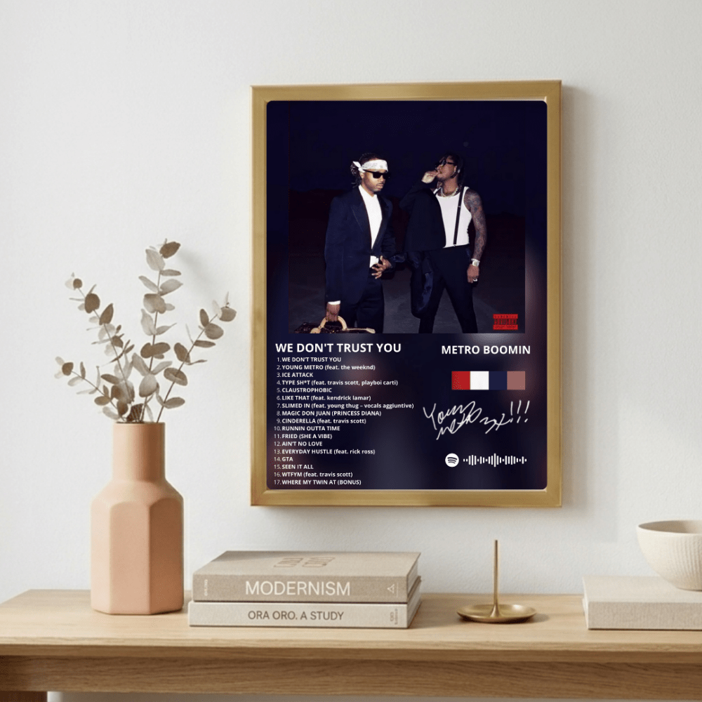 Metro Boomin & Future - We Don't Trust You Poster with Frame - Vibes DistrictMetro Boomin & Future - We Don't Trust You Poster with Frame GoldVibes District
