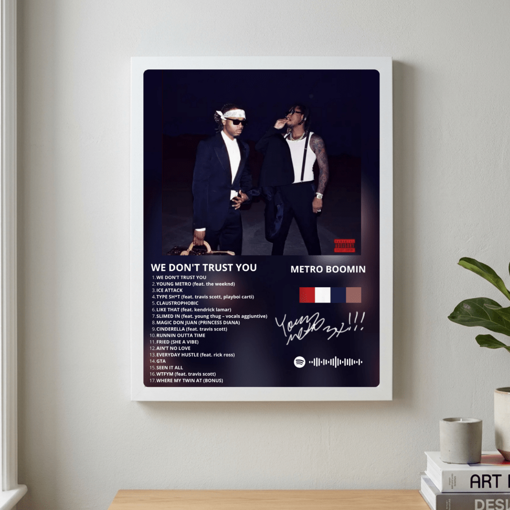 Metro Boomin & Future - We Don't Trust You Poster with Frame - Vibes DistrictMetro Boomin & Future - We Don't Trust You Poster with Frame GoldVibes District