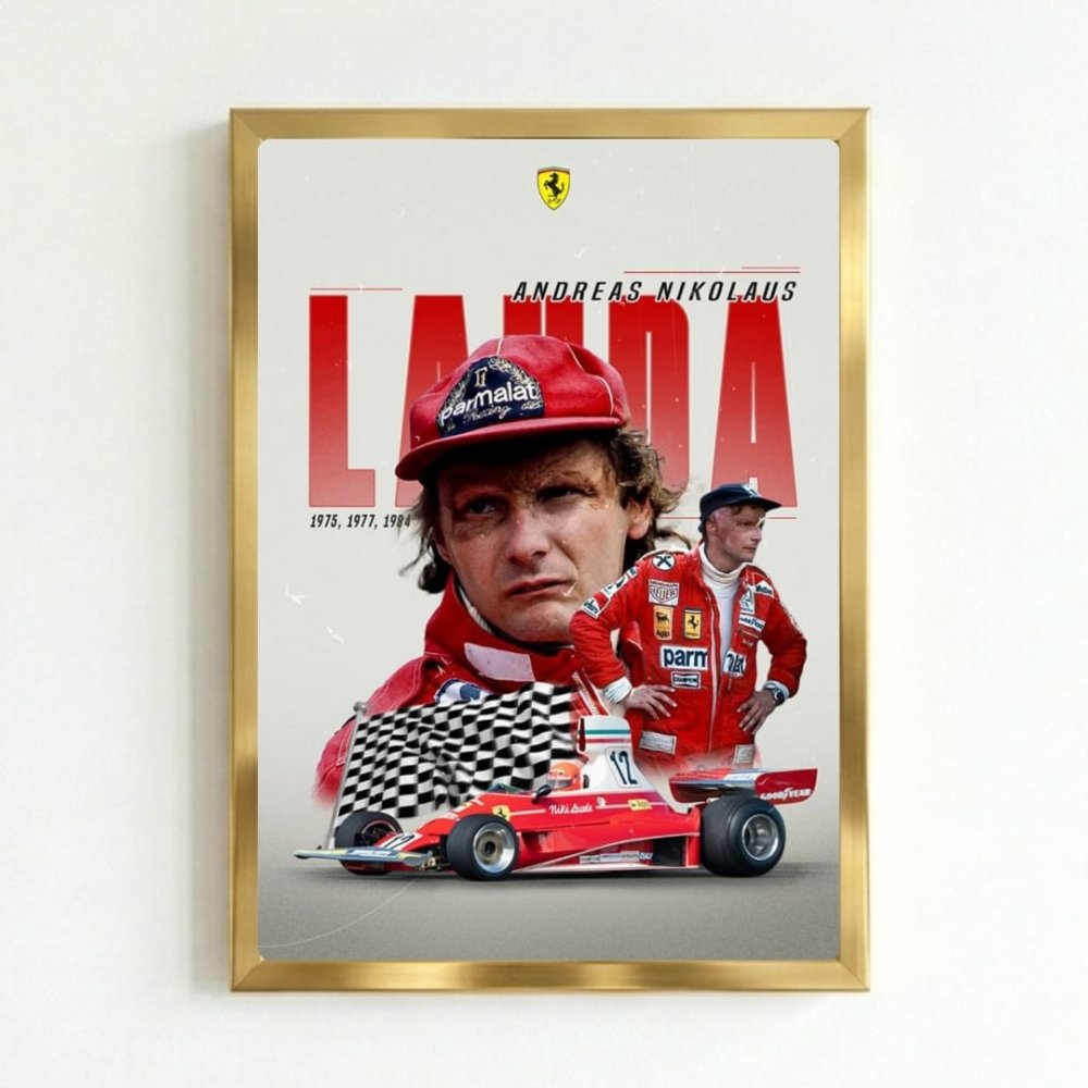 Niki Lauda, ferrari f1 - Vibes DistrictNiki Lauda, ferrari f1 poster GoldVibes District