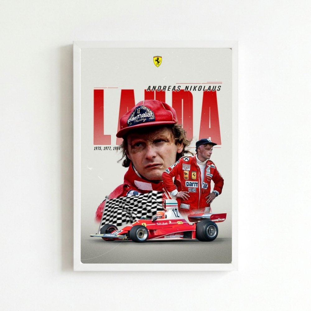 Niki Lauda, ferrari f1 - Vibes DistrictNiki Lauda, ferrari f1 poster BiancoVibes District