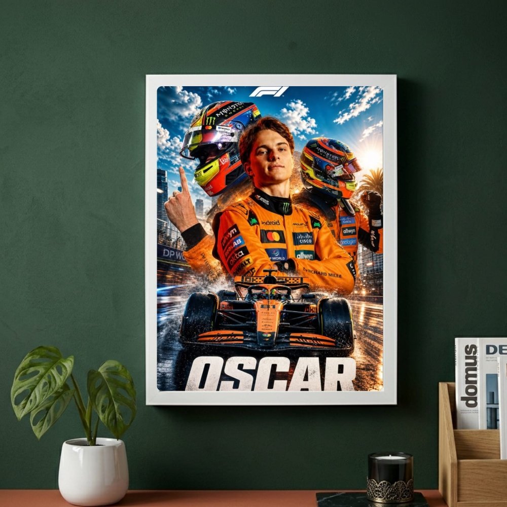 Oscar Piastri McLaren F1 Poster with Frame - Vibes DistrictOscar Piastri McLaren F1 Poster with Frame poster GoldVibes District