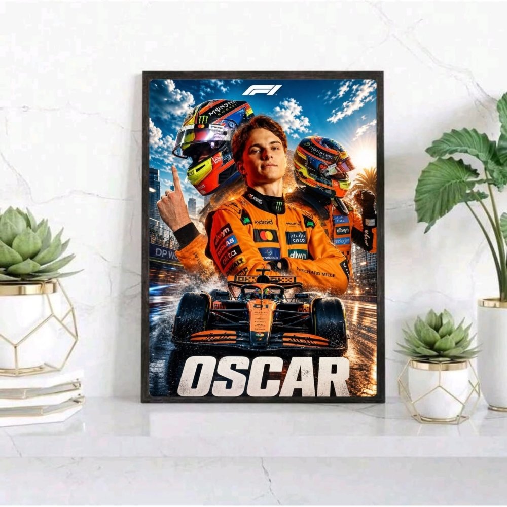 Oscar Piastri McLaren F1 Poster with Frame - Vibes DistrictOscar Piastri McLaren F1 Poster with Frame poster GoldVibes District