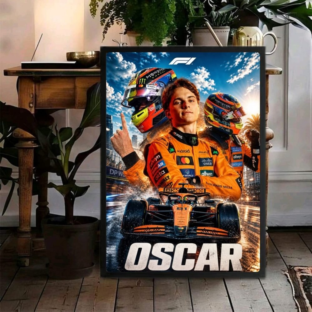 Oscar Piastri McLaren F1 Poster with Frame - Vibes DistrictOscar Piastri McLaren F1 Poster with Frame poster GoldVibes District