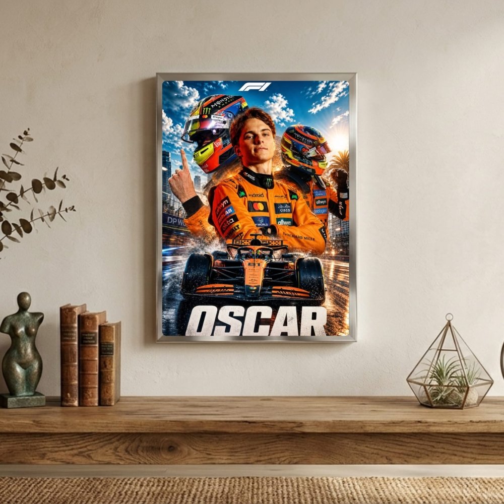 Oscar Piastri McLaren F1 Poster with Frame - Vibes DistrictOscar Piastri McLaren F1 Poster with Frame poster GoldVibes District