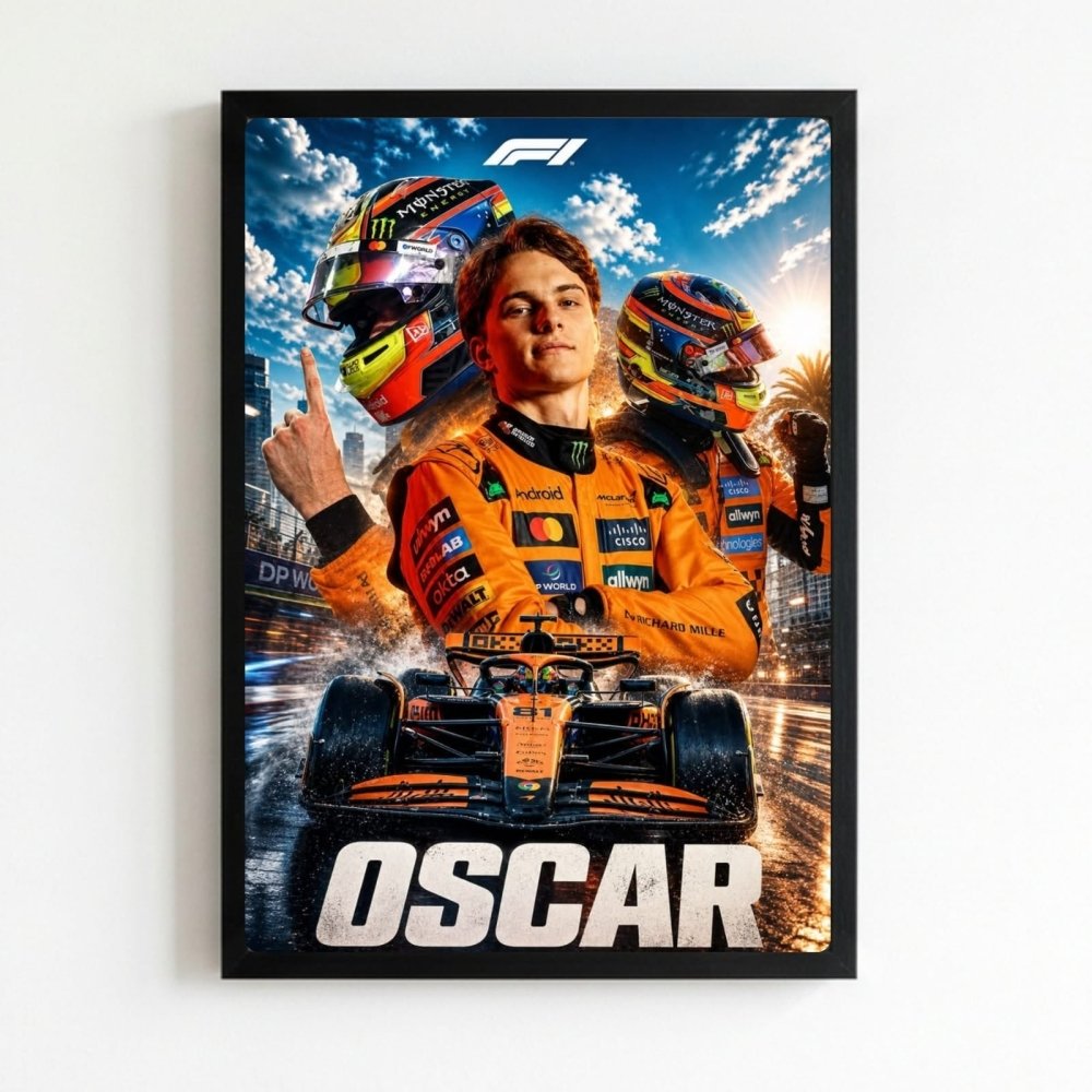 Oscar Piastri McLaren F1 Poster with Frame - Vibes DistrictOscar Piastri McLaren F1 Poster with Frame poster NeroVibes District