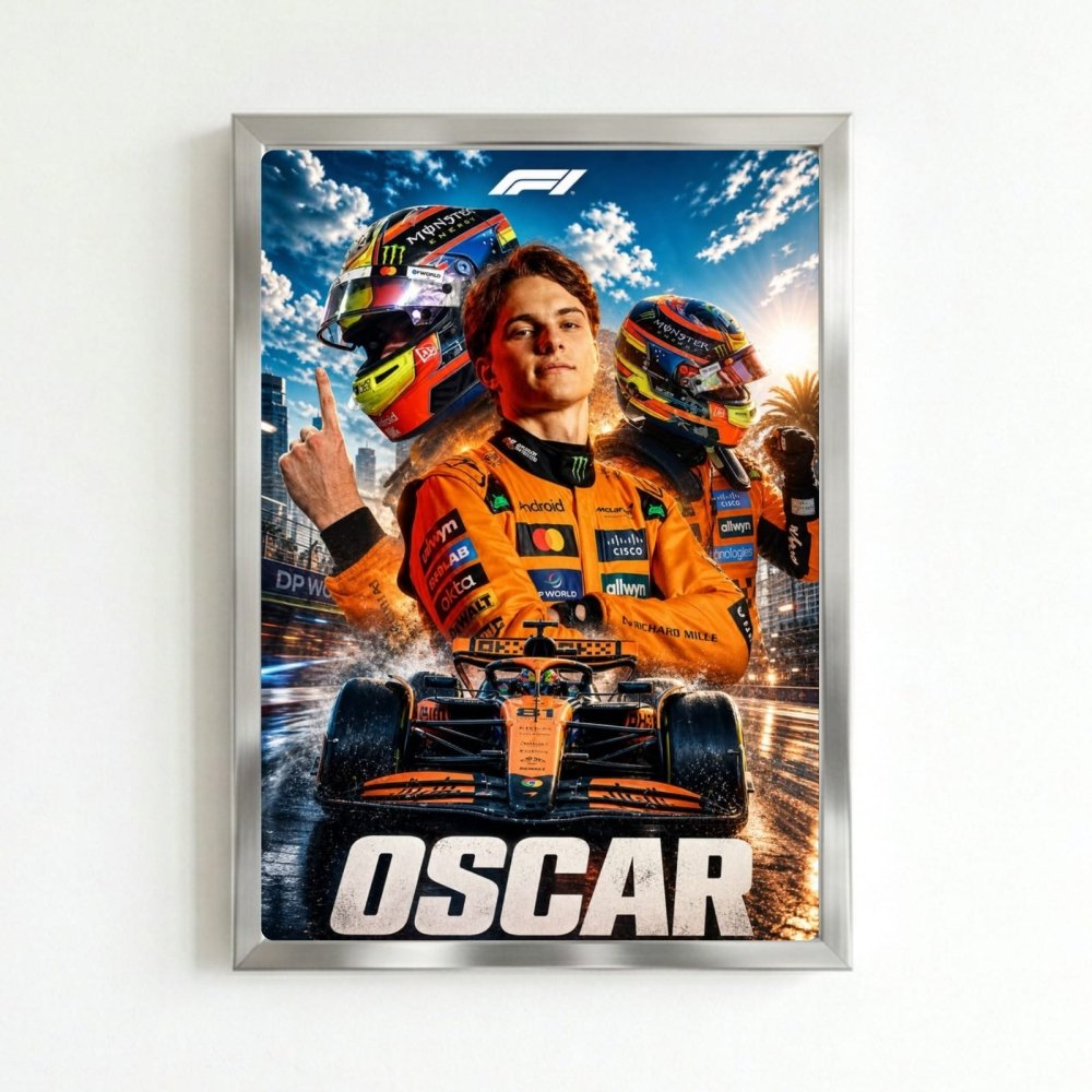 Oscar Piastri McLaren F1 Poster with Frame - Vibes DistrictOscar Piastri McLaren F1 Poster with Frame poster SilverVibes District